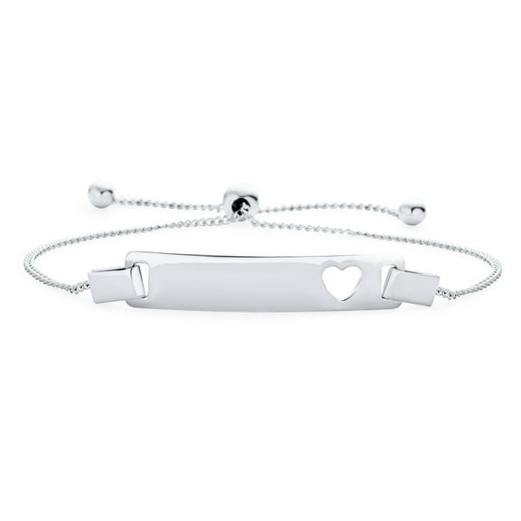 Bling Jewelry Womens Delicate Petite Heart ID Bracelet Sterling Silver 5-6 Inch for Small Wrists