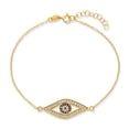 thumbnail image 1 of Bling Jewelry Womens Delicate Protect Evil Eye Charm Bracelet CZ Gold Plated .925 Silver, 1 of 6
