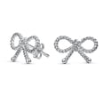 thumbnail image 1 of Bling Jewelry Womens Simple Dainty Thin Twist Rope Cable Ribbon Bow Stud Earrings Sterling Silver, 1 of 5