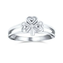 Bling Jewelry Womens Delicate Silver Ring with Celtic Trinity Shamrock Clover Design Oxidized Finish