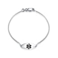 thumbnail image 1 of Bling Jewelry Womens Delicate Thin Oval Medical ID Bracelet in Sterling Silver, 1 of 6