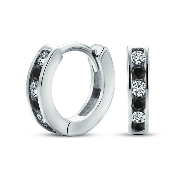 Bling Jewelry Womens Delicate Tiny CZ Hoop Earrings Rose Gold Plated Sterling Silver Multiple Colors