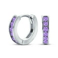 thumbnail image 1 of Bling Jewelry Womens Tiny CZ Channel Set Purple Huggie Mini Hoop Earrings Sterling Silver, 1 of 7