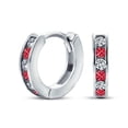 thumbnail image 1 of Bling Jewelry Womens Tiny CZ Channel Set Red Clear Huggie Mini Hoop Earrings Sterling Silver, 1 of 7