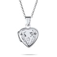 thumbnail image 1 of Bling Jewelry Womens Delicate Vintage Floral Heart Photo Silver Locket Necklace Pendant, 1 of 6