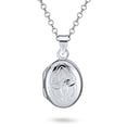 thumbnail image 1 of Bling Jewelry Womens Delicate Vintage Floral Oval Silver Locket Necklace Pendant for Photos, 1 of 6