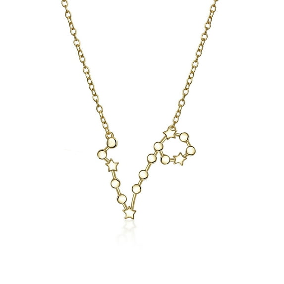 Bling Jewelry Womens Delicate Zodiac Constellation Pendant Necklace 14K Gold Plated Sterling Silver