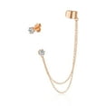 thumbnail image 1 of Bling Jewelry Womens  Ear Cuff Cartilage with Chains CZ Stud 14K Gold Plated Silver, 1 of 4