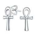 thumbnail image 1 of Bling Jewelry Womens Egyptian Ankh Cross Sterling Silver Small Stud Earrings, 1 of 4