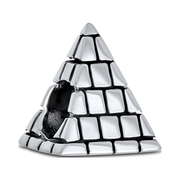 Bling Jewelry Womens Egyptian Pyramid Charm Bead Sterling Silver for Bracelet Travel Souvenir