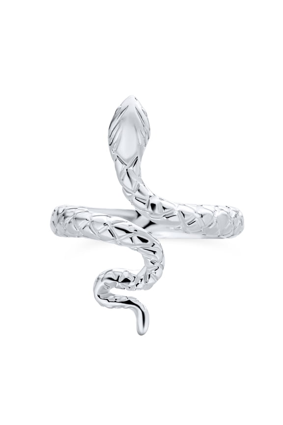 Womens Egyptian Serpent Silver Ring: Reptile Stack Wrap Bypass Coil Band Sterling