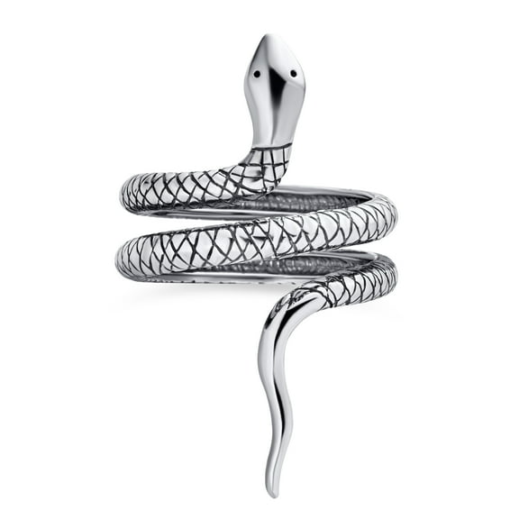 Bling Jewelry Womens Egyptian Serpent Snake Silver Ring Band for Garden Animal Pet Reptile Lovers