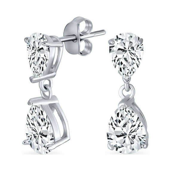 Bling Jewelry Womens Elegant Bridal Dangle Chandelier Earrings with Cubic Zirconia Teardrop Pears