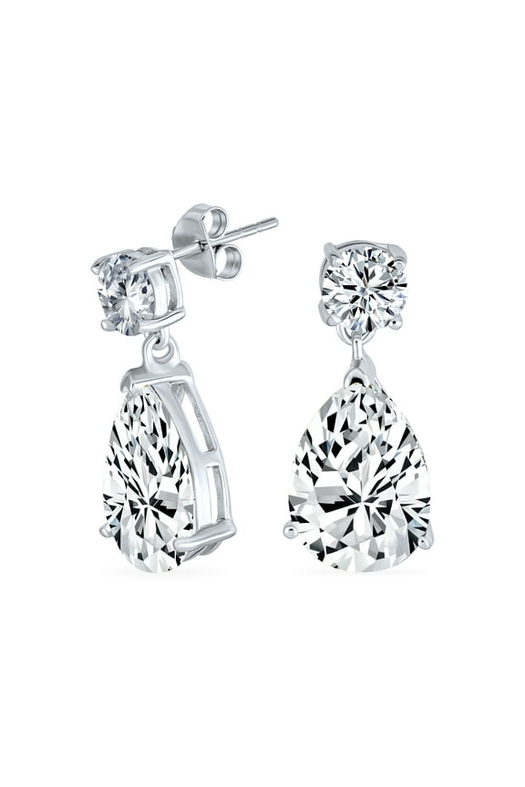 Womens Elegant Bridal Dangle Chandelier Earrings CZ Teardrop Pears