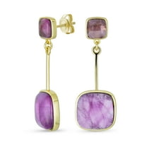 Bling Jewelry Womens Elegant Dangle Gemstone Earrings with Purple Amethyst in Gold Plated