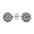 thumbnail image 1 of Bling Jewelry Womens Sparkling Sliver 8MM Pave Crystal  Ball Stud Earrings .925 Sterling Silver, 1 of 5