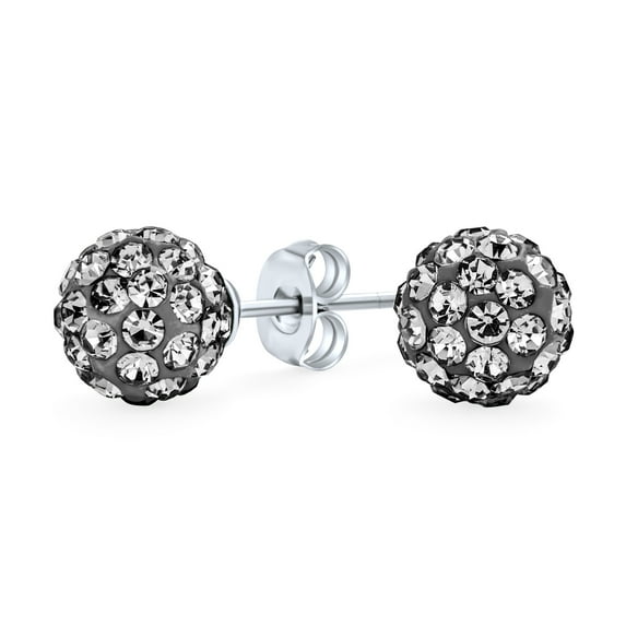 Bling Jewelry Womens Pave Crystal 8MM Disco Ball Stud Earrings .925 Sterling Silver