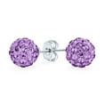 thumbnail image 1 of Bling Jewelry Womens Elegant  Sterling Silver Drop Ball Earrings with 8MM  Pave Crystals, 1 of 5