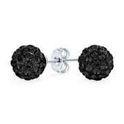 BLING JEWELRY Womens Elegant Pave Crystals Drop Ball Earrings 8MM