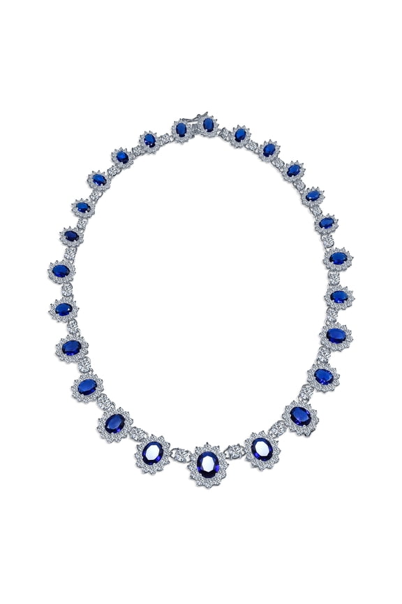 Womens Elegant Bridal Oval Crown Collar Statement Necklace Silver Plated