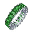 thumbnail image 1 of Bling Jewelry Womens Emerald Green Baguette CZ Eternity Wedding Band Ring .925 Sterling Silver, 1 of 6