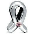 thumbnail image 1 of Bling Jewelry Womens Empowering Pink Ribbon Breast Cancer Survivor CZ Charm Bead Sterling Silver Gift, 1 of 3