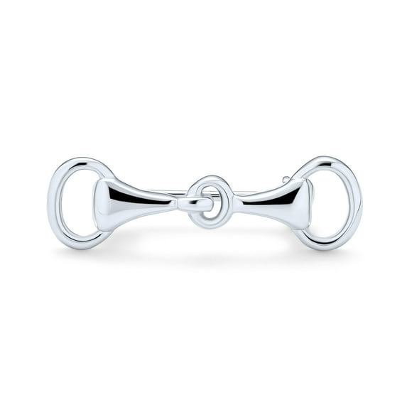 Bling Jewelry Womens Equestrian Gift Double Bit Horse Snaffle Brooche Pin 14K Gold Plated Silver