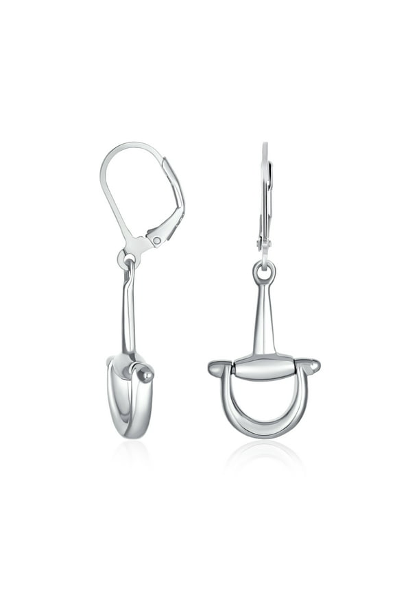 Womens Equestrian Horse Gift Cowgirl Lever Back Dangle Earrings in Gold-Plated Silver