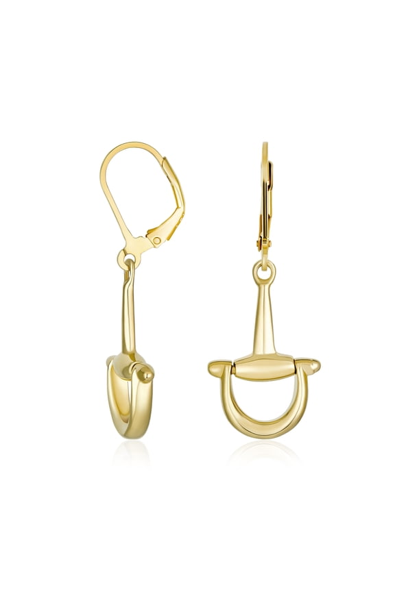 Womens Equestrian Horse Gift Cowgirl Lever Back Dangle Earrings in Gold-Plated Silver