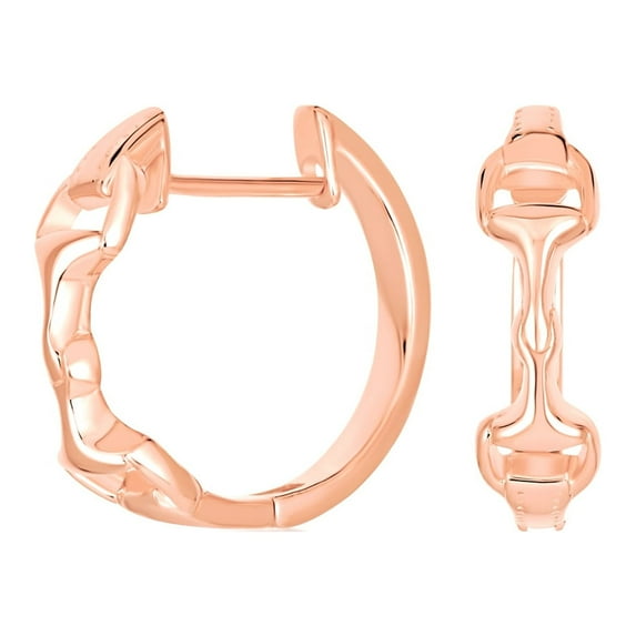 Bling Jewelry Womens Equestrian Horse Gift Snaffle Bit Hoop Huggie Earrings 14K Gold Plated Silver