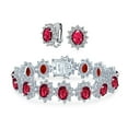 thumbnail image 1 of Bling Jewelry Womens Estate Jewelry Vintage Style CZ Sapphire Ruby Statement Bracelet & Earrings Set, 1 of 6