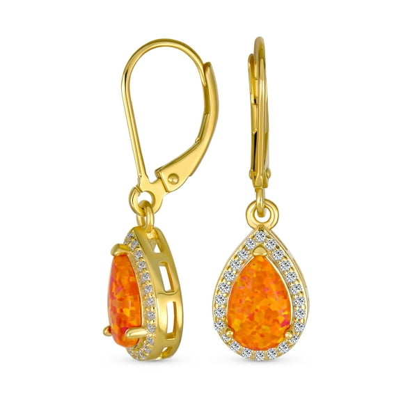 Bling Jewelry Womens Estate Style Halo CZ Teardrop Solitaire White Opal Drop Earrings Sterling Silver