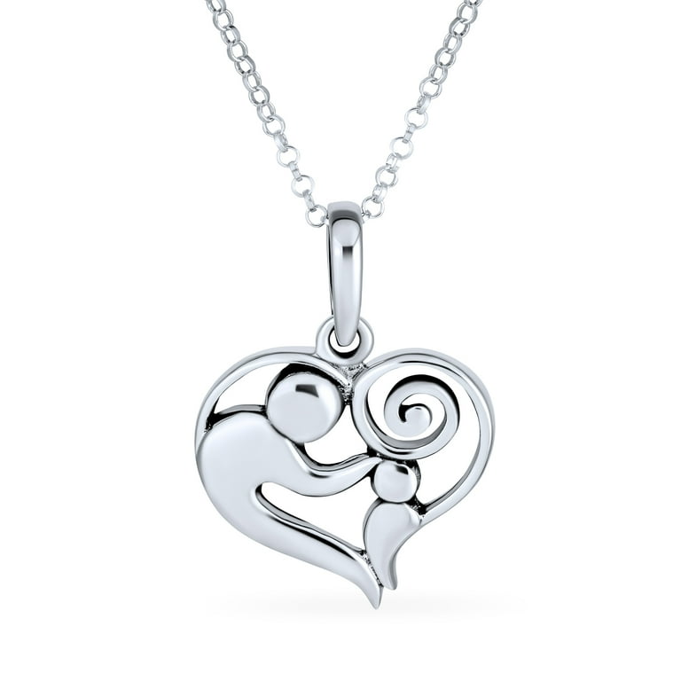 Bling Jewelry Womens Family Heart Shape Pendant Necklace for Mom