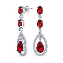 Bling Jewelry Womens Fashion Art Deco Wedding Gemstone Dangle Chandelier Earrings Silver Plated