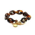 thumbnail image 1 of Bling Jewelry Womens Brown Golden Acrylic Leopard Tortoise Shell Link Bracelet, 1 of 6