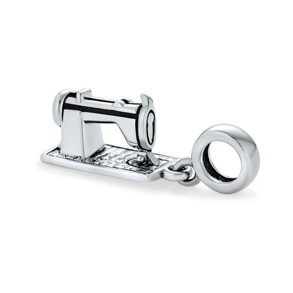Bling Jewelry Womens Fashion Designer Sewing Machine Dangle Charm Bead Sterling Silver for Bracelet