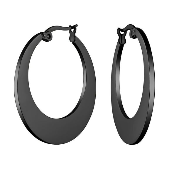 Bling Jewelry Womens Hoop Huggie Earrings Black or Rose Gold 1.25 Inch Diameter
