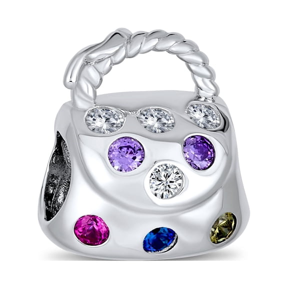 Bling Jewelry Womens Fashion Hand Bag Gold Plated Charm Bead for Bracelet .925 Sterling Silver
