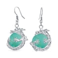 thumbnail image 1 of Bling Jewelry Womens Rainbow Dangle Gemstone Earrings with Opalite Round Ball and Dragon Design, 1 of 4