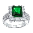 thumbnail image 1 of Bling Jewelry Womens Classic Art Deco Style Halo 5CT Cubic Zirconia Emerald Cut Green CZ Statement Ring, 1 of 6