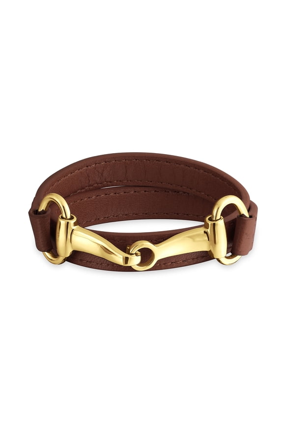 Womens Fashion Red White Orange Black Brown Leather Double Wrap Bracelet with Horse Bit