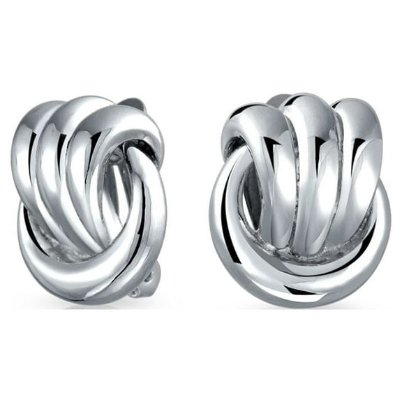 Bling Jewelry Womens Rope Cable Love Knot Clip-On Earrings Non-Pierced Silver