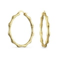 thumbnail image 1 of Bling Jewelry Womens Fashion Statement Hoop Huggie Earrings 18K Gold Plated Bamboo 1-2 Inch Diameter, 1 of 5