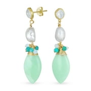 BLING JEWELRY Womens Fine Fashion Dangle Gemstone Earrings with Multi-Color Crystal Beads and Pearls