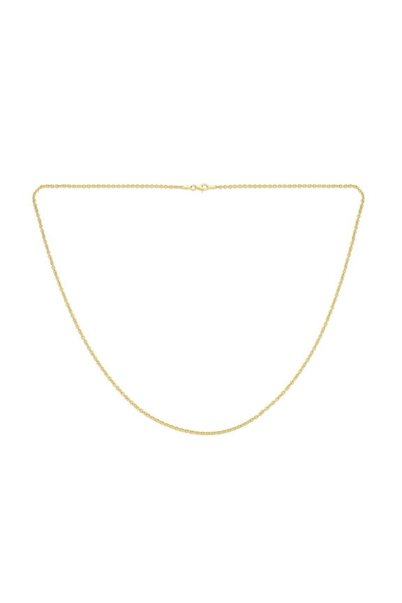 Womens Fine Italian Rolo Link Cable Chain Necklace 14K Yellow Plated Silver 16-24 Inch