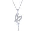 thumbnail image 1 of Bling Jewelry Womens Firefly CZ Accent Fairy Tinkerbell Pendant Necklace in Sterling Silver, 1 of 4