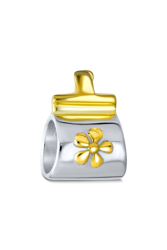 Womens Flower Clutch Purse Handbag Charm Bead Gold Plated Sterling Silver