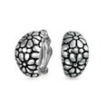 thumbnail image 1 of Bling Jewelry Womens Wide Shrimp Half Hoop Flower Clip On Earrings for Non Pierced Ears Oxidized Silver, 1 of 6