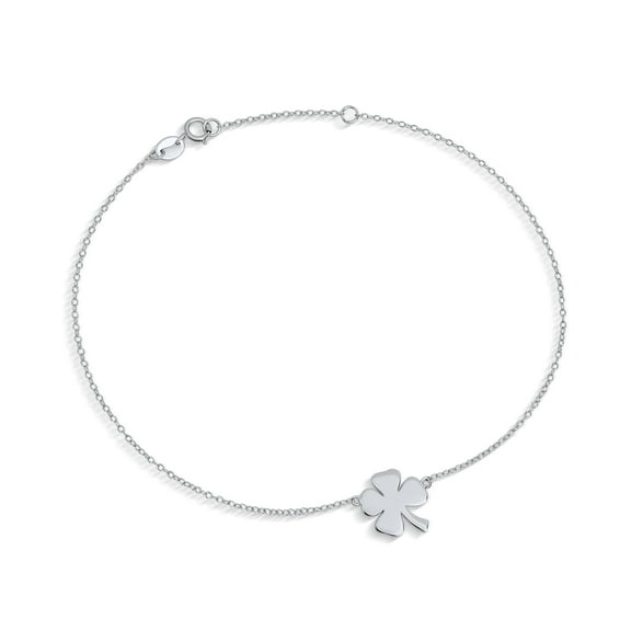 Bling Jewelry Womens Lucky Charm Clover Anklet Ankle Bracelet Sterling Silver Chain Fits 9 To 10 Inch