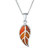 Bling Jewelry Womens Gemstone Blue Brown Fire Opal Leaf Pendant Necklace Sterling Silver Jewelry